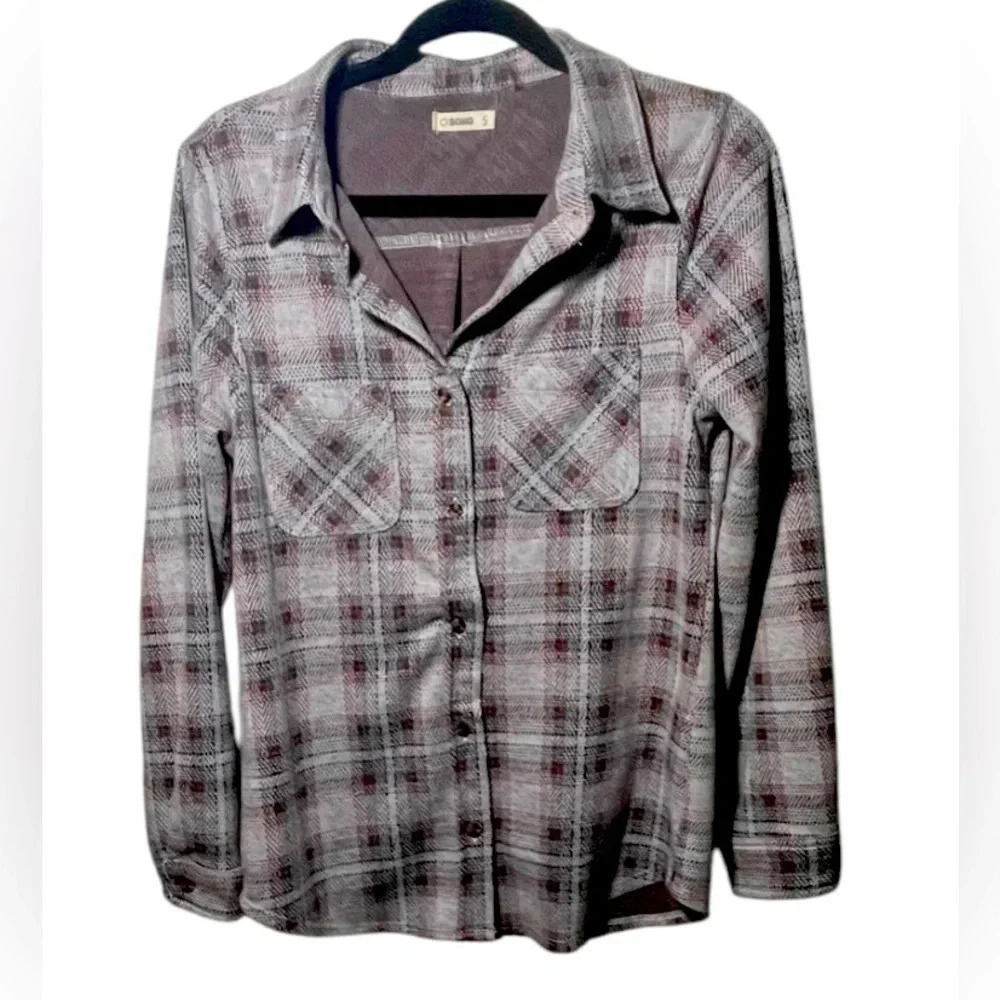 Ladies Plaid Button-Up